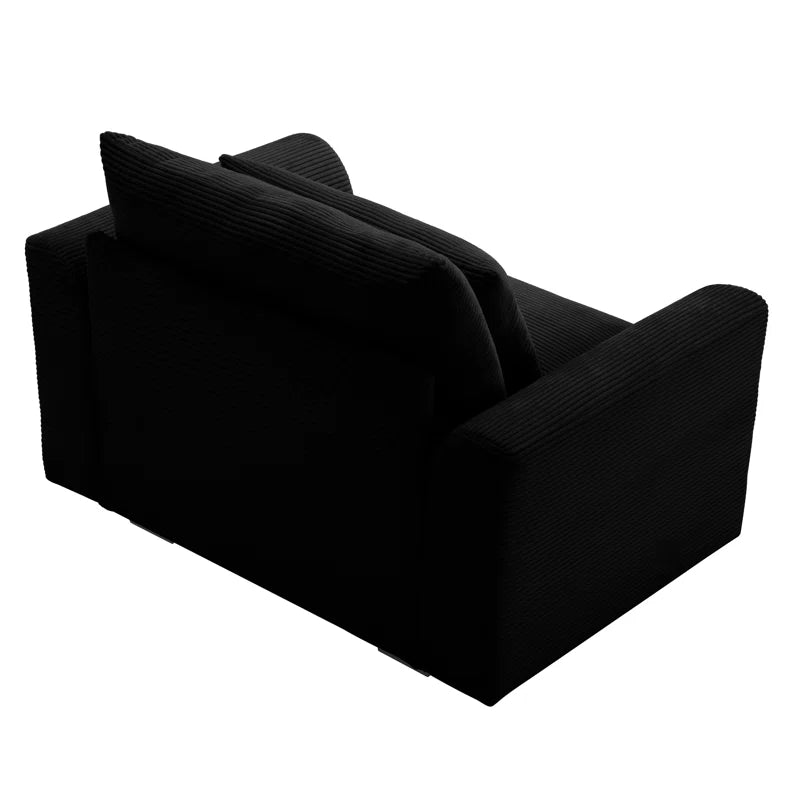 Sofa Chair: Deep Seat Single Sofa Accent Chair with Pillow(Black Corduroy)