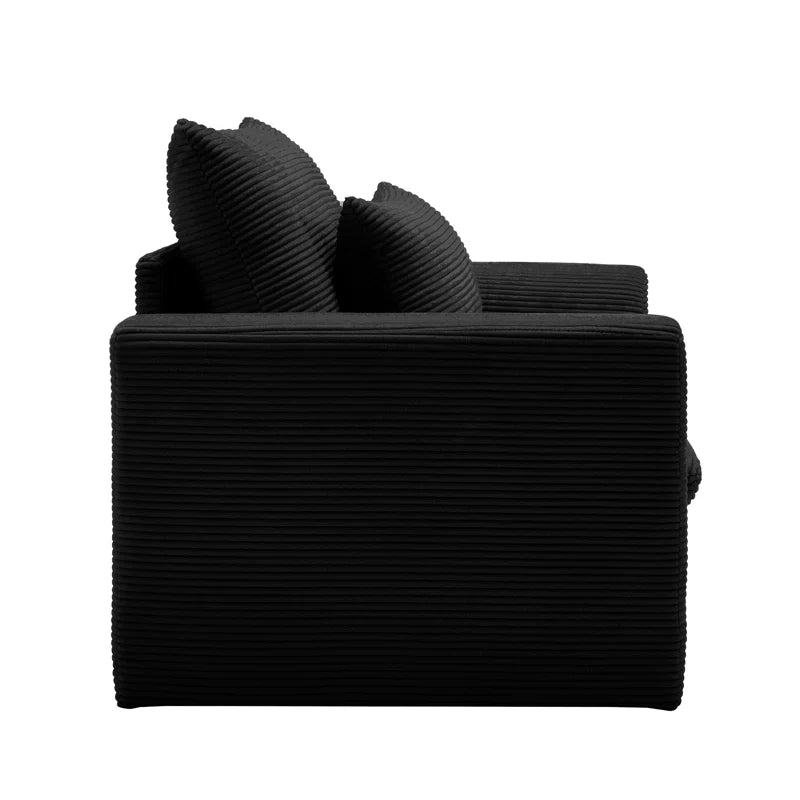 Sofa Chair: Deep Seat Single Sofa Accent Chair with Pillow(Black Corduroy)