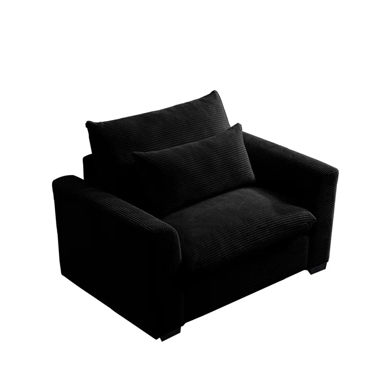 Sofa Chair: Deep Seat Single Sofa Accent Chair with Pillow(Black Corduroy)