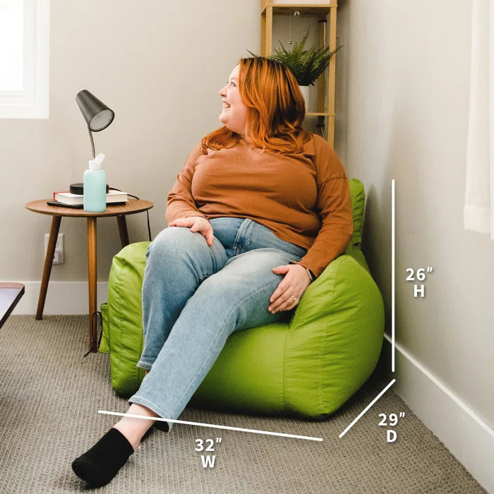 THE CASA ORO® Durable Polyester Dorm Bean Bag with Pocket and Drink Holder(Spicy Lime Polyester)