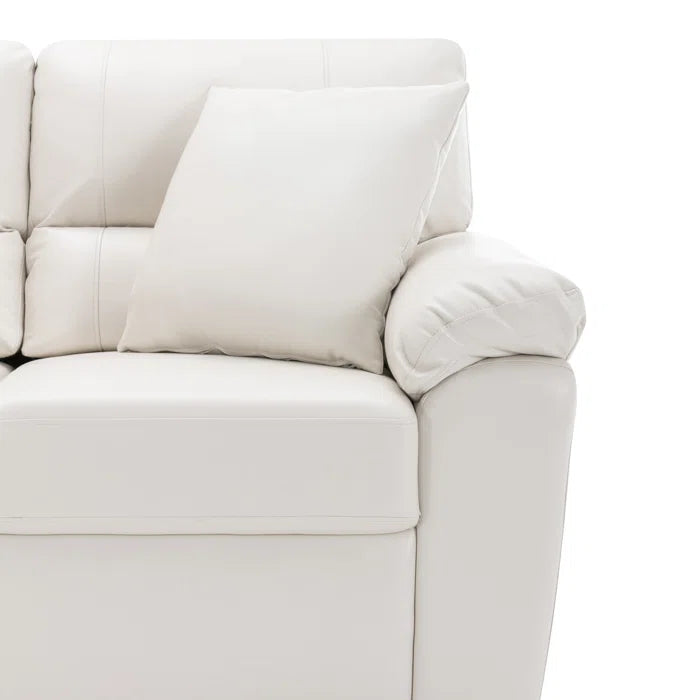 THE CASA ORO® 61'' Faux Leather Loveseat Office Sofa and Armchair for Living Room Set(White Faux Leather)