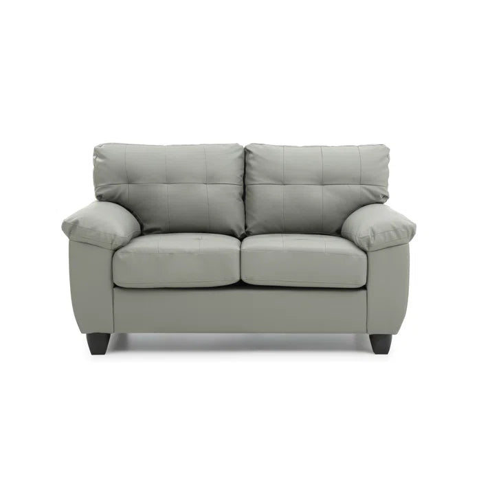 THE CASA ORO® 57'' Faux Leather Loveseat Office Sofa for Formal Living Room(Gray Faux Leather)