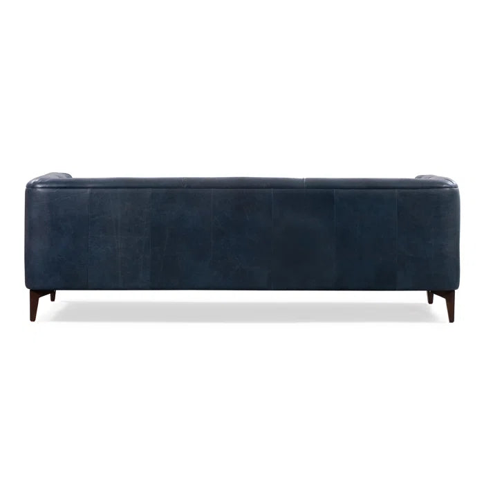 3 Seater Sofa: 89'' Full-Grain Genuine Italian Leather Sofa(Midnight Blue)