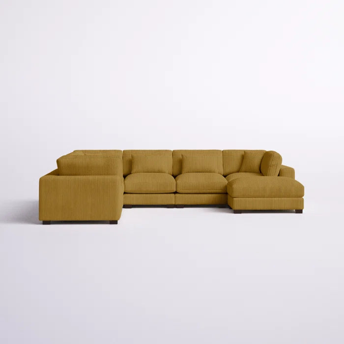 U- Shape Sectional Sofa: 7 - Piece 144" Wide Modular Corner Sectional(Ginger Corduroy)