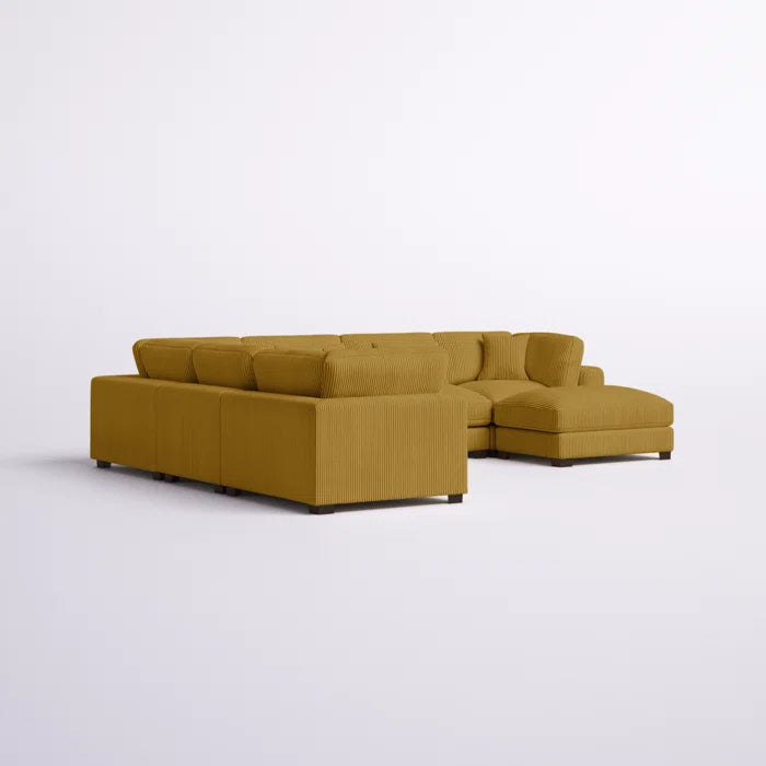 U- Shape Sectional Sofa: 7 - Piece 144" Wide Modular Corner Sectional(Ginger Corduroy)
