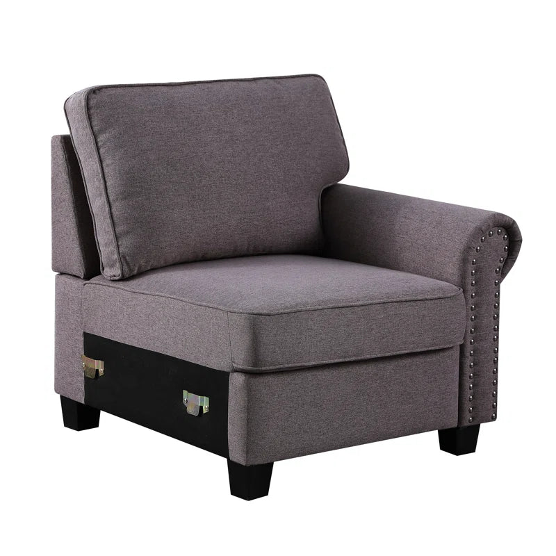 L Shape Sectional Sofa: 8 Piece Modular Corner Sectional with Ottoman (Gray Polyester Blend)