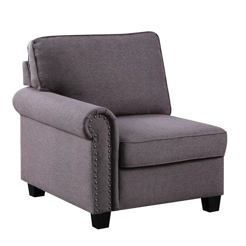 L Shape Sectional Sofa: 8 Piece Modular Corner Sectional with Ottoman (Gray Polyester Blend)