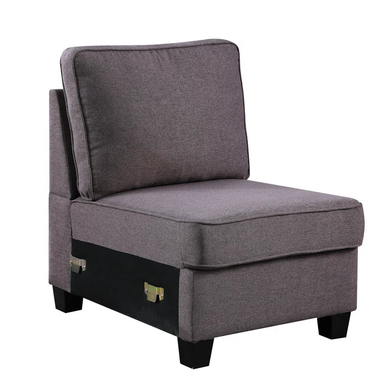 L Shape Sectional Sofa: 8 Piece Modular Corner Sectional with Ottoman (Gray Polyester Blend)
