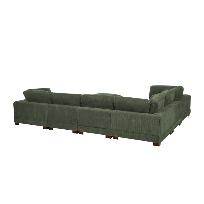 U- Shape Sectional Sofa: 7 - Piece 144" Wide Modular Corner Sectional(Hunter Green Corduroy)