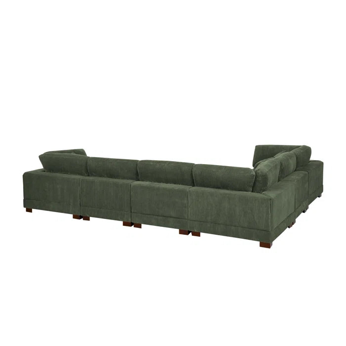 U- Shape Sectional Sofa: 7 - Piece 144" Wide Modular Corner Sectional(Hunter Green Corduroy)