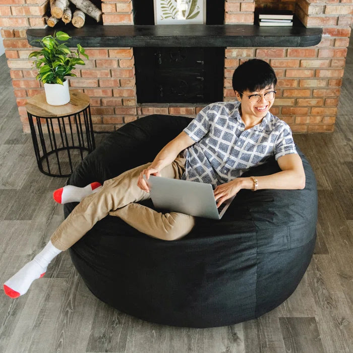 THE CASA ORO® Large 4 Foot Foam Filled Bean Bag with Soft Removeable Cover(Black Polyester)