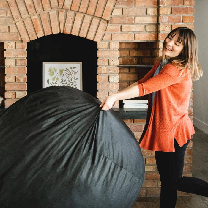 THE CASA ORO® Large 4 Foot Foam Filled Bean Bag with Soft Removeable Cover(Black Polyester)