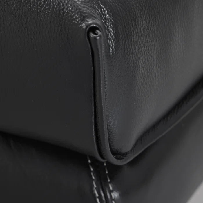 THE CASA ORO® 83.46'' Leather Office Sofa Solid-Look Style for Living Room(Black Leather)