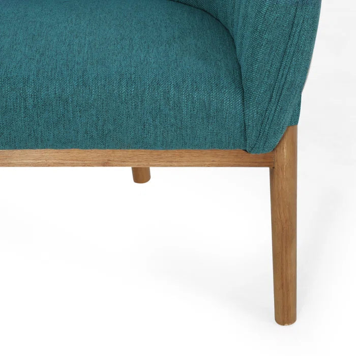THE CASA ORO® Loveseat Recessed Arm Smooth Upholstery Office Sofa(Teal Fabric)