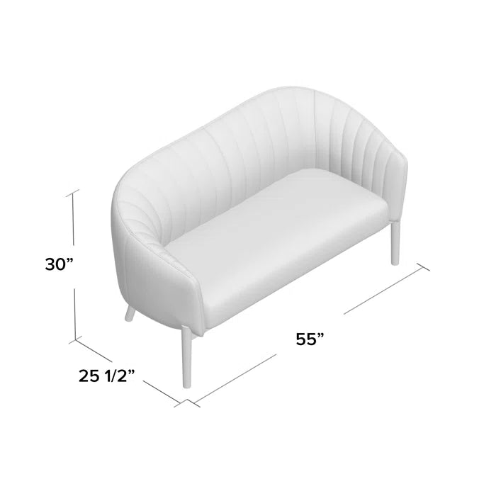 THE CASA ORO® Loveseat Recessed Arm Smooth Upholstery Office Sofa(Teal Fabric)