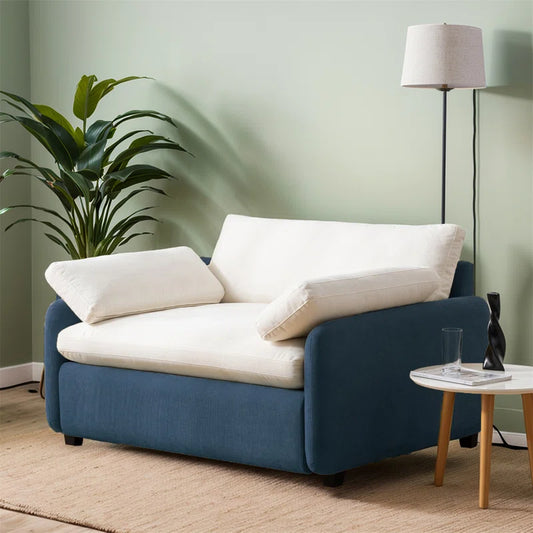 Sofa Chair: 50" Luxurious Silky Chenille Fabric Single Sofa Chair(Blue)