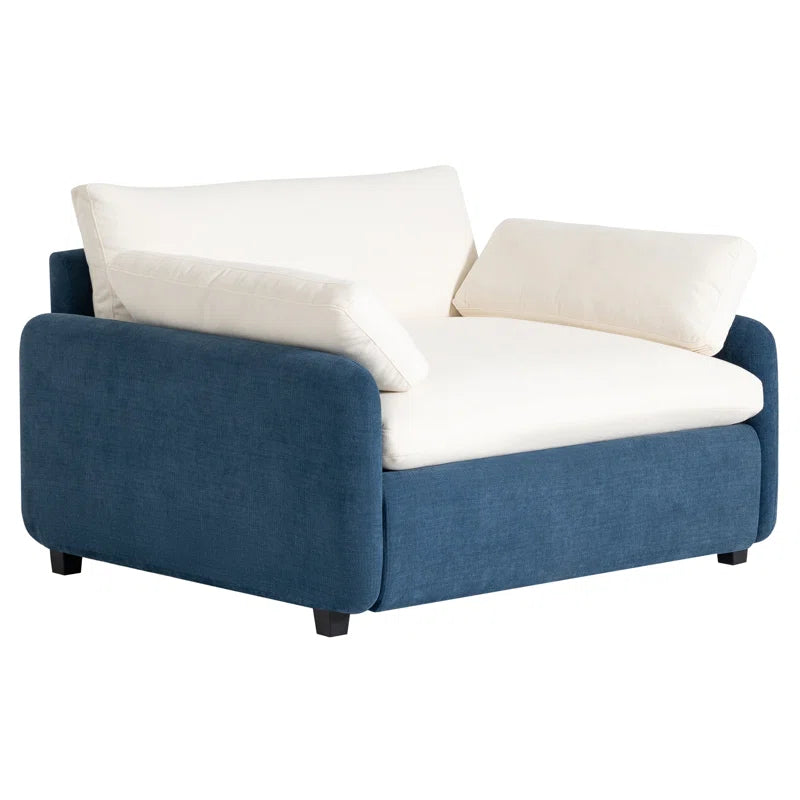 Sofa Chair: 50" Luxurious Silky Chenille Fabric Single Sofa Chair(Blue)