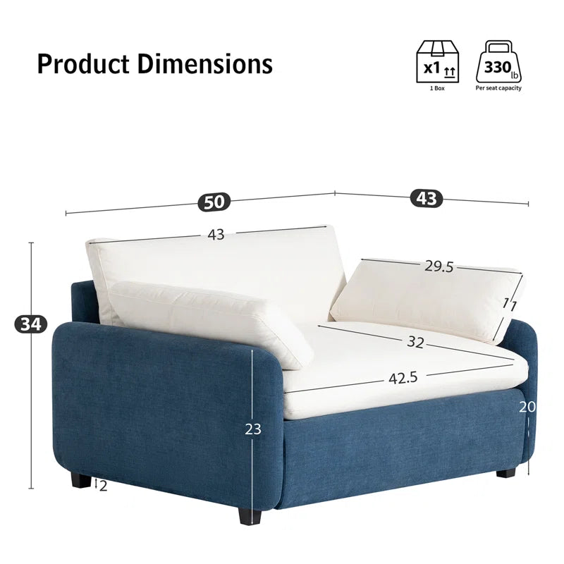 Sofa Chair: 50" Luxurious Silky Chenille Fabric Single Sofa Chair(Blue)