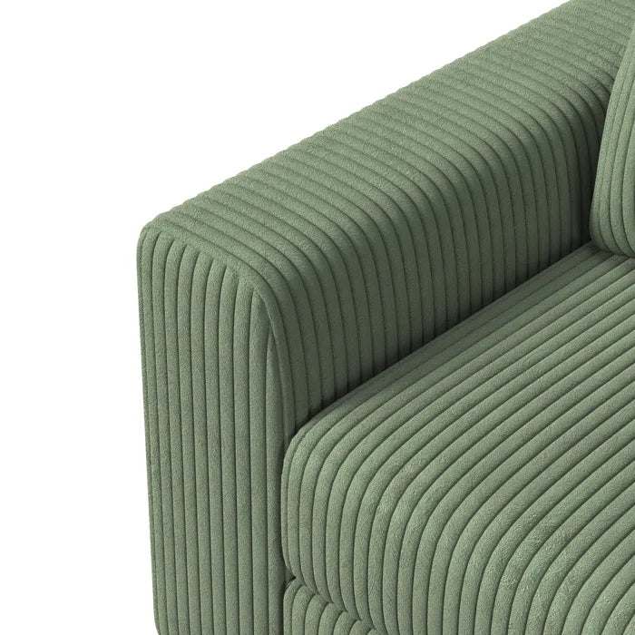 5 Seater Sofa: Luxury Upholstery Sofa With Lumbar Pillows, Corduroy Sofa Collection(Green)