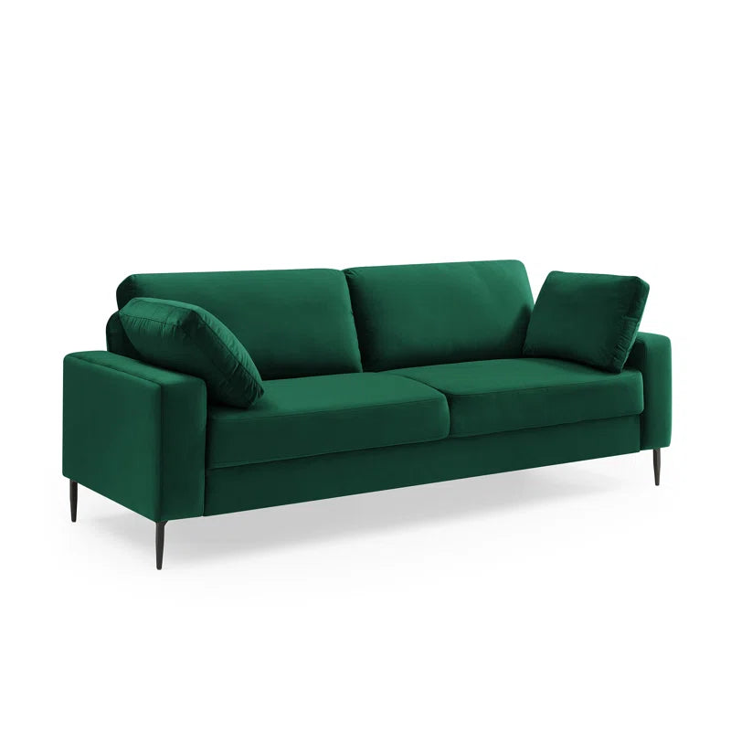 THE CASE ORO® Modern Style Etta 84.3" Mid-Century Modern Design Office Sofa(Green Velvet)