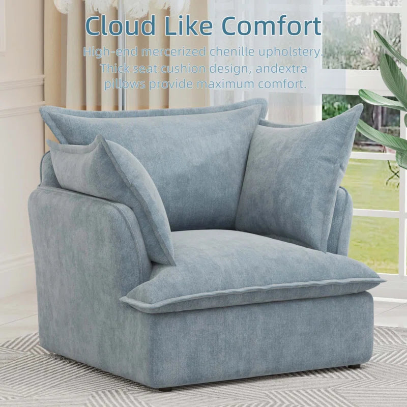 Sofa Chair: Modern Chenille Accent Arm Chair and Single Sofa Chair, Comfortable Seating for Living Room and Bedroom(Blue)