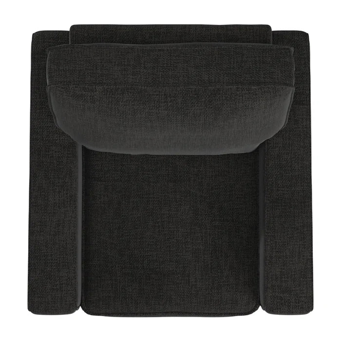 THE CASA ORO® Designer Sofa Set: Modern Fabric Upholstered Square Arm Sofa Set - Living Room Chair, Loveseat And Sofa(Black Woven)