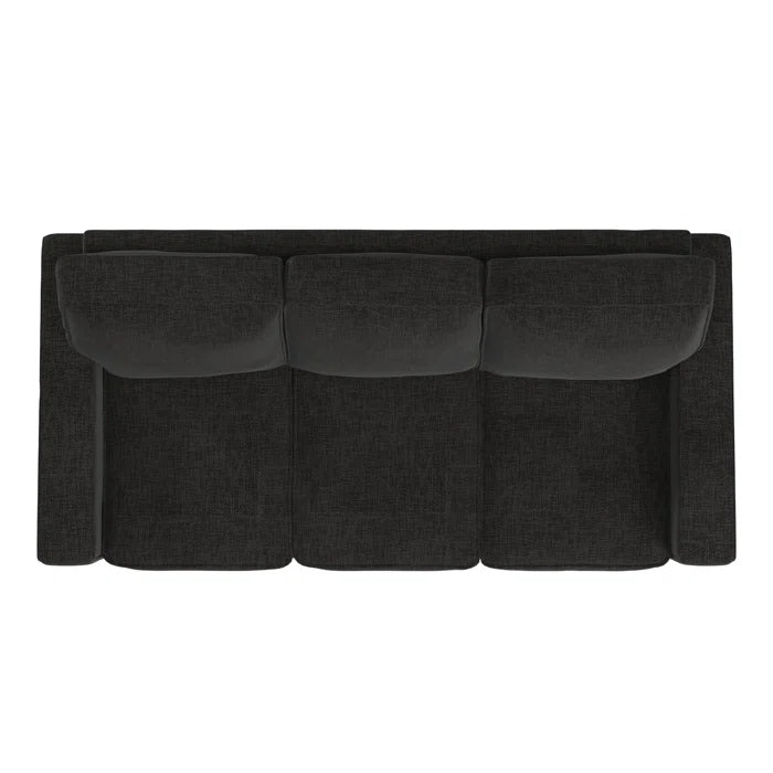 THE CASA ORO® Designer Sofa Set: Modern Fabric Upholstered Square Arm Sofa Set - Living Room Chair, Loveseat And Sofa(Black Woven)