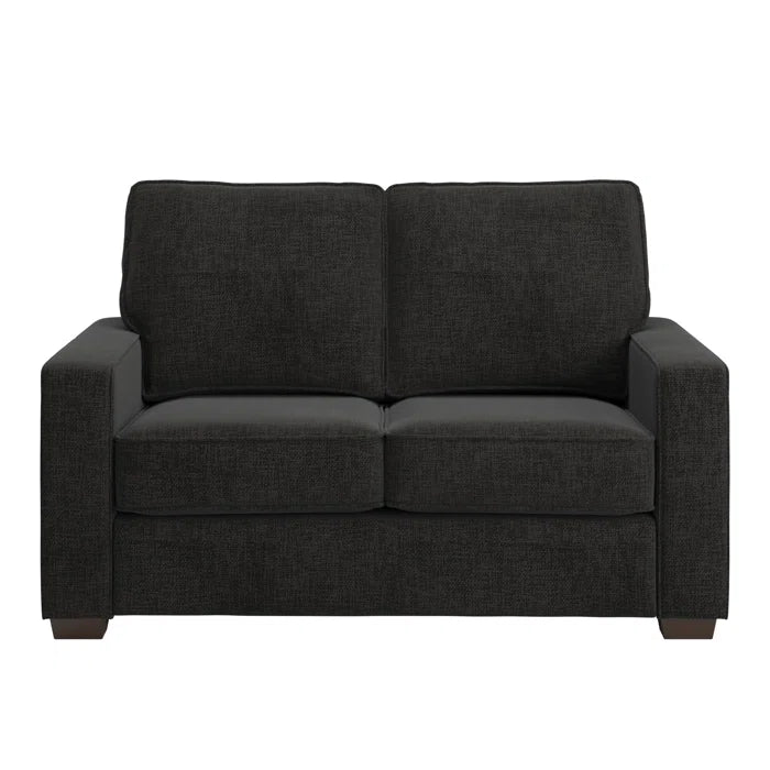 THE CASA ORO® Designer Sofa Set: Modern Fabric Upholstered Square Arm Sofa Set - Living Room Chair, Loveseat And Sofa(Black Woven)