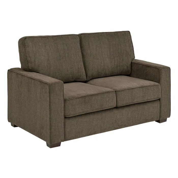 Modern Sofa Set: Modern Fabric Upholstered Square Arm Sofa Set - Living Room Chair, Loveseat And Sofa(Brown Chenille)