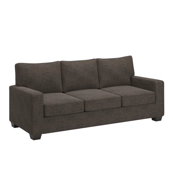 Modern Sofa Set: Modern Fabric Upholstered Square Arm Sofa Set - Living Room Chair, Loveseat And Sofa(Brown Chenille)