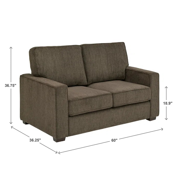 Modern Sofa Set: Modern Fabric Upholstered Square Arm Sofa Set - Living Room Chair, Loveseat And Sofa(Brown Chenille)