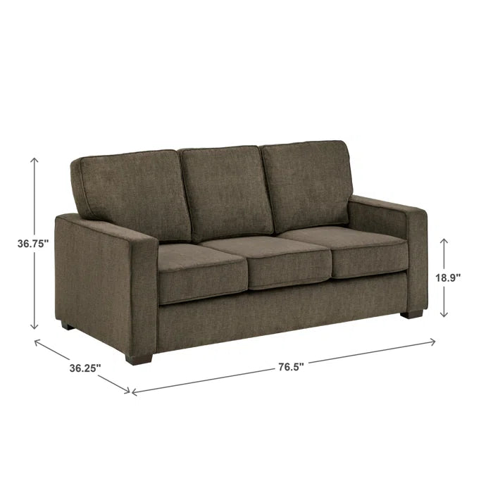 Modern Sofa Set: Modern Fabric Upholstered Square Arm Sofa Set - Living Room Chair, Loveseat And Sofa(Brown Chenille)