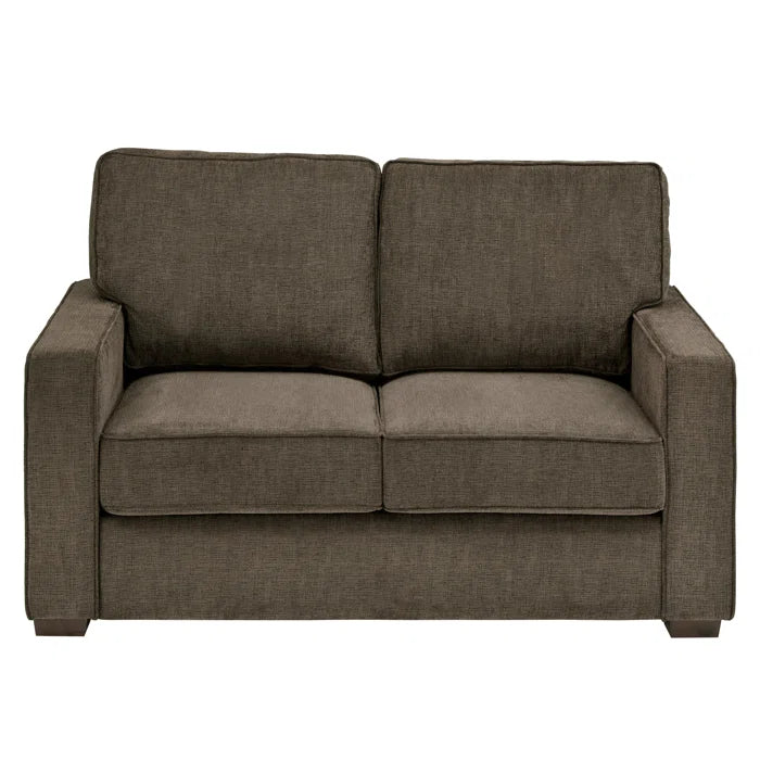 Modern Sofa Set: Modern Fabric Upholstered Square Arm Sofa Set - Living Room Chair, Loveseat And Sofa(Brown Chenille)