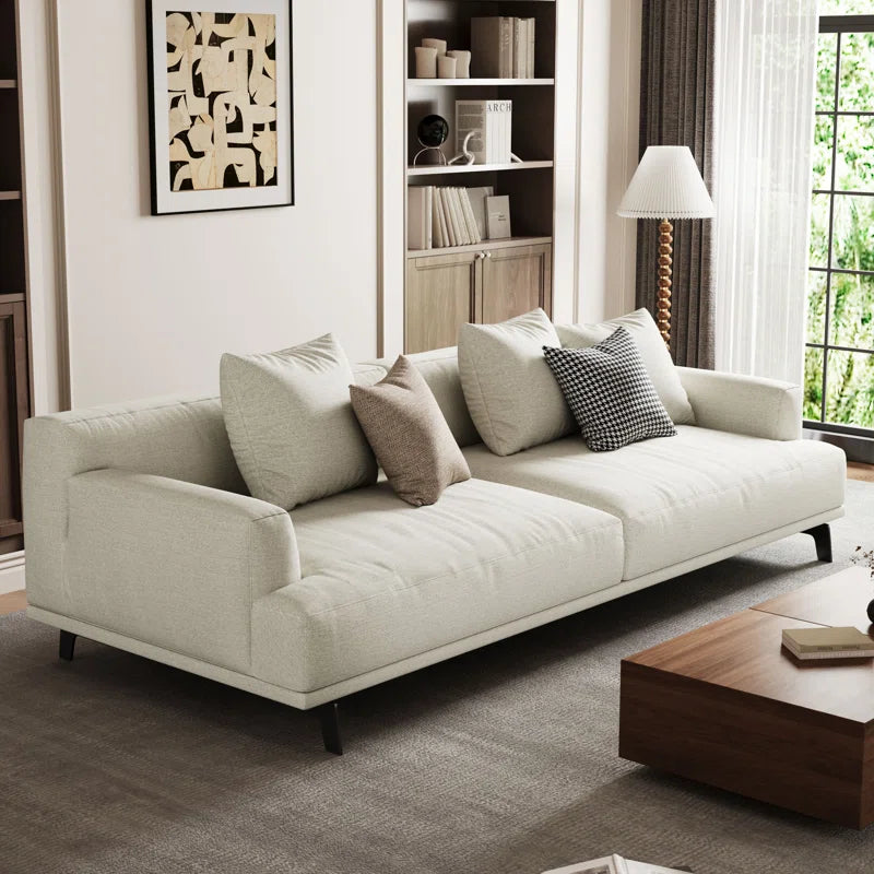 Modern Sofa Set: Modern cotton and linen cushion Living Room Set with Pillow(Beige)