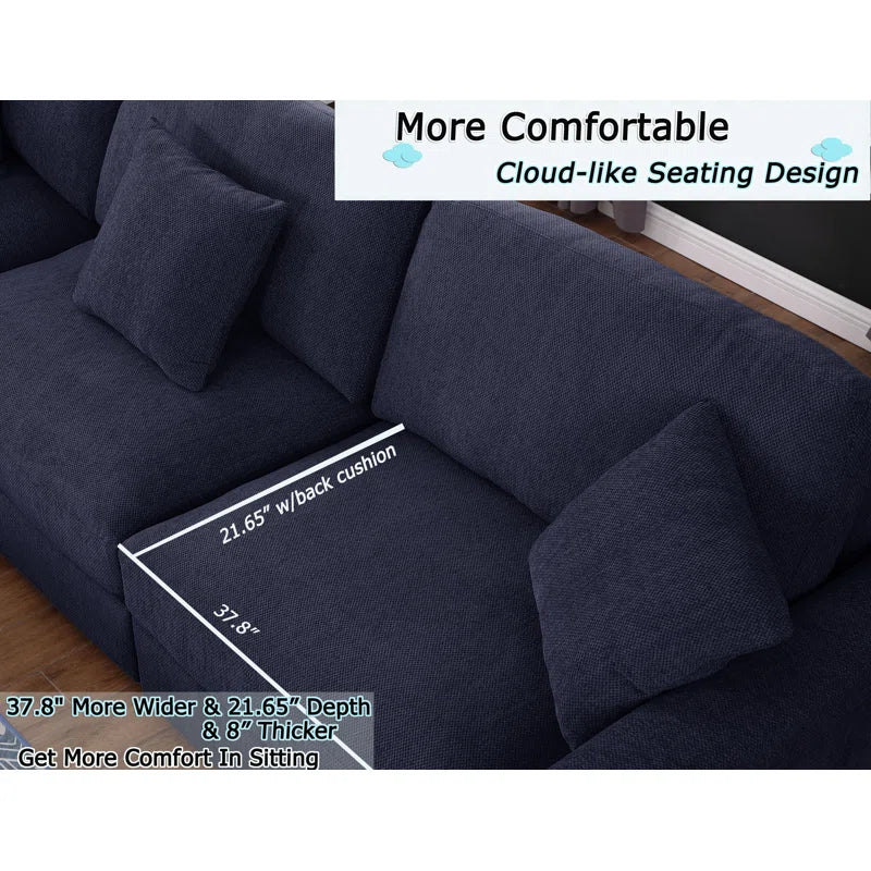 U-Shape Sectional Sofa: Modular 12-piece Oversized 9-seater Corner Sectional Sofa(Blue Polyester)