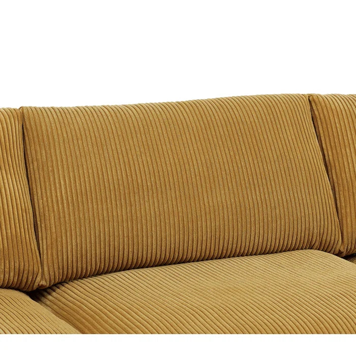 L-Shape Sectional Sofa: 4 - Piece Modular Corduroy Sectional(Ginger Corduroy)