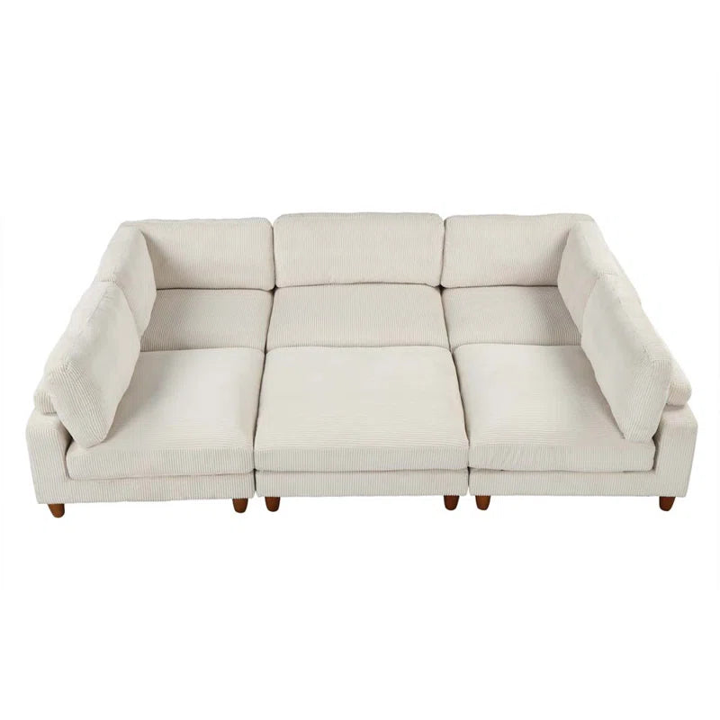 THE CASA ORO® U-Shape Sectional Sofa: Modular Corner Sectional Sofa with Ottoman(Beige Polyester)
