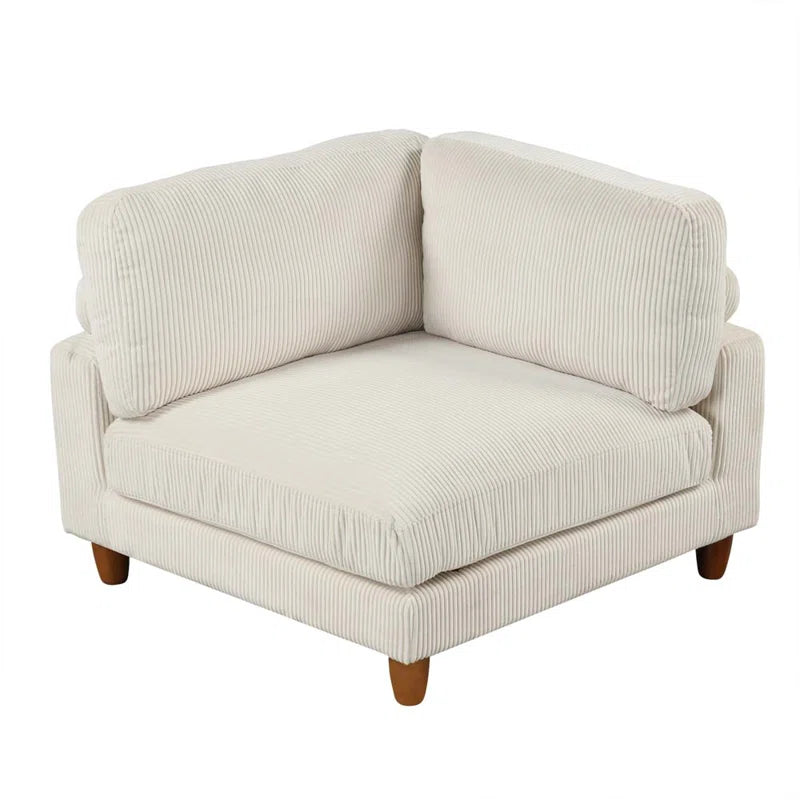 THE CASA ORO® U-Shape Sectional Sofa: Modular Corner Sectional Sofa with Ottoman(Beige Polyester)