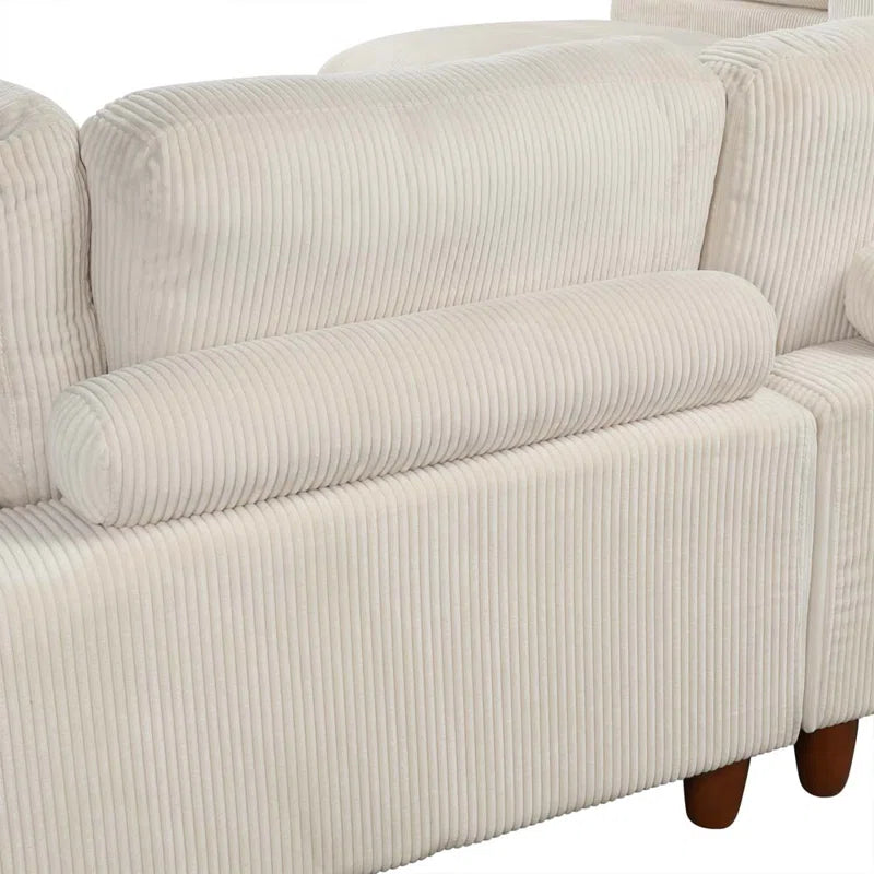 THE CASA ORO® U-Shape Sectional Sofa: Modular Corner Sectional Sofa with Ottoman(Beige Polyester)