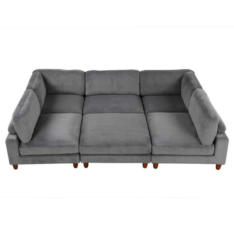 U-Shape Sofa: Modular Corner Sectional Sofa with Ottoman(Gray Polyester)