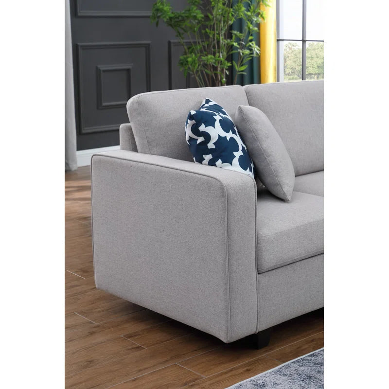 8 Seater Sofa: Modular Linen Reversible Corner Sectional Sofa for Living Room(Gray Linen)