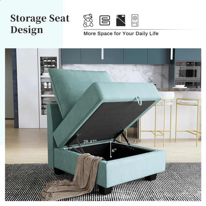 9 Seater Sofa: Modular Sectional Sofa Large Corner Sectional Couch(Blue Polyester)