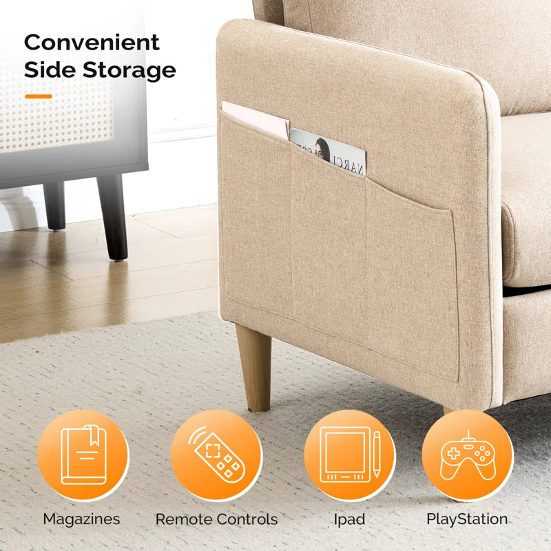 Loveseat: 47 Inch. Polyester Comfy Modern Living Room Loveseat(Kakhi)