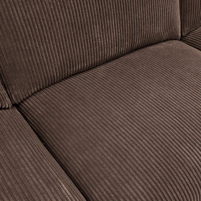 U-Shape Sectional Sofa: 129" Wide Reversible Modular Corner Sectional with Ottoman(Dark Brown Corduroy)