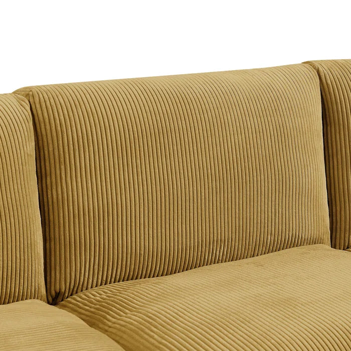 U-Shape Sofa: 129" Wide Reversible Modular Corner Sectional with Ottoman(Ginger Corduroy)