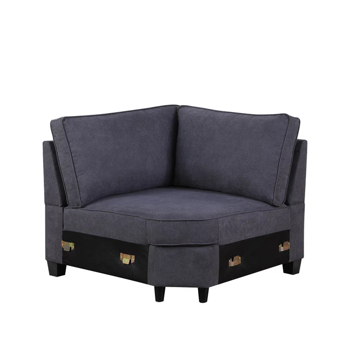 6 Seater Sofa: 136.35" Wide Reversible Modular Corner Sectional with Ottoman(Gray Polyester Blend)