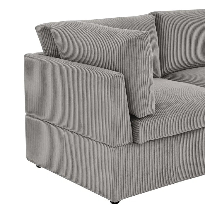 U-Shape Sectional Sofa: 129" Wide Reversible Modular Corner Sectional with Ottoman(Light Gray Corduroy)