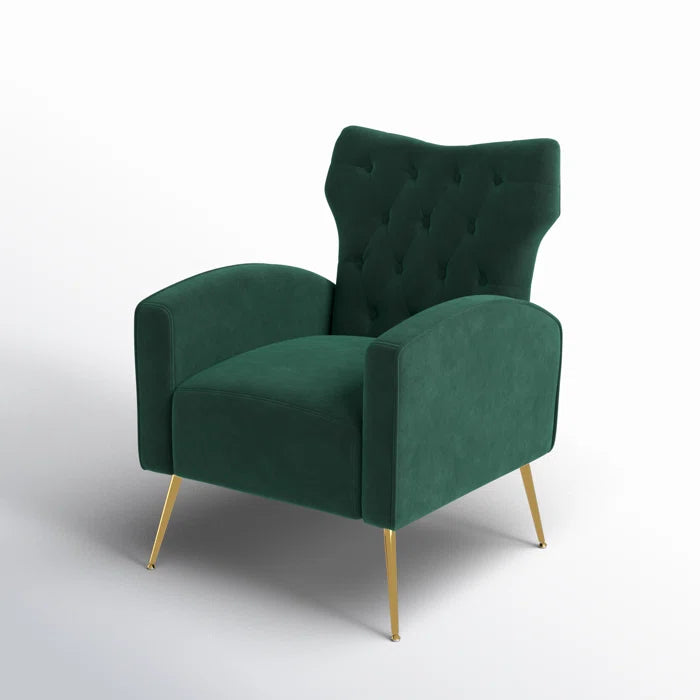 THE CASA ORO® Rich Velvet Upholstery Contemporary Consolata Velvet Wing Accent Chair(Green Velvet)