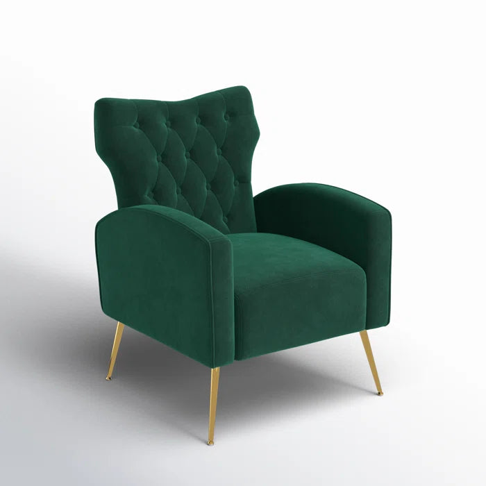 THE CASA ORO® Rich Velvet Upholstery Contemporary Consolata Velvet Wing Accent Chair(Green Velvet)