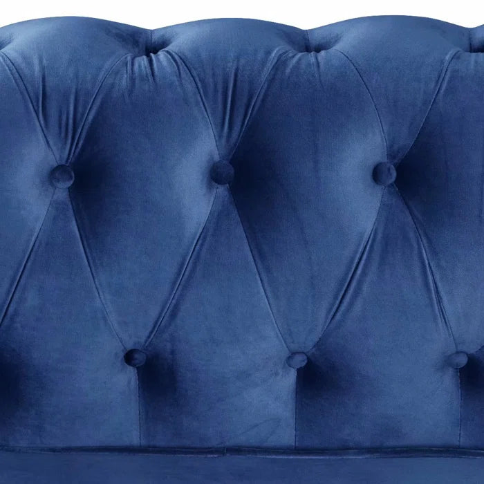 THE CASA ORO® 80" Rolled Arm Chesterfield Sofa Living Room(Light Blue Velvet)